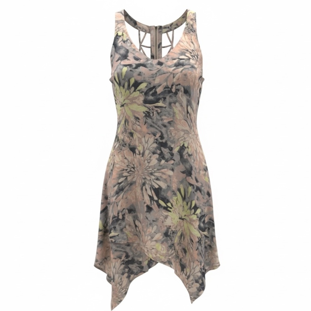 BCBGMAXAZRIA NWT Clarissa asymmetrical floral dress, size 2